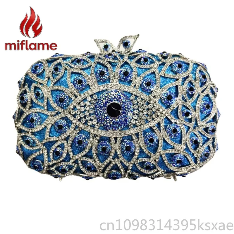 

Luxury Crystal Rhinestone Mini Square Eye Motif Clutch Evening Party Banquet Wedding Purse for Women