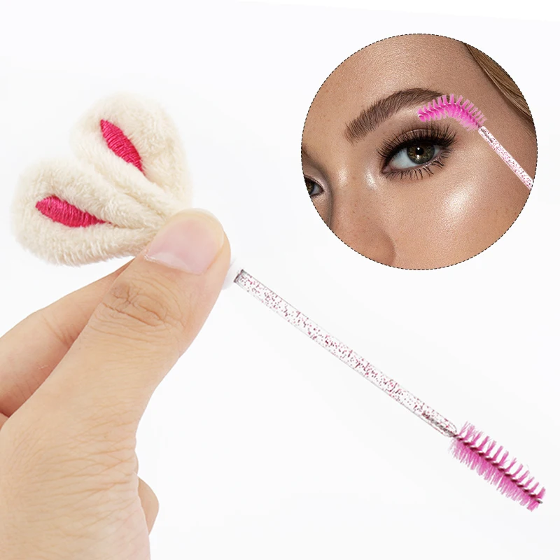 10 pièces Tube brosse à cils Extension de cils pinceaux de maquillage peigne à sourcils oreilles de lapin concepteur faux cils microbrosse outil de beauté