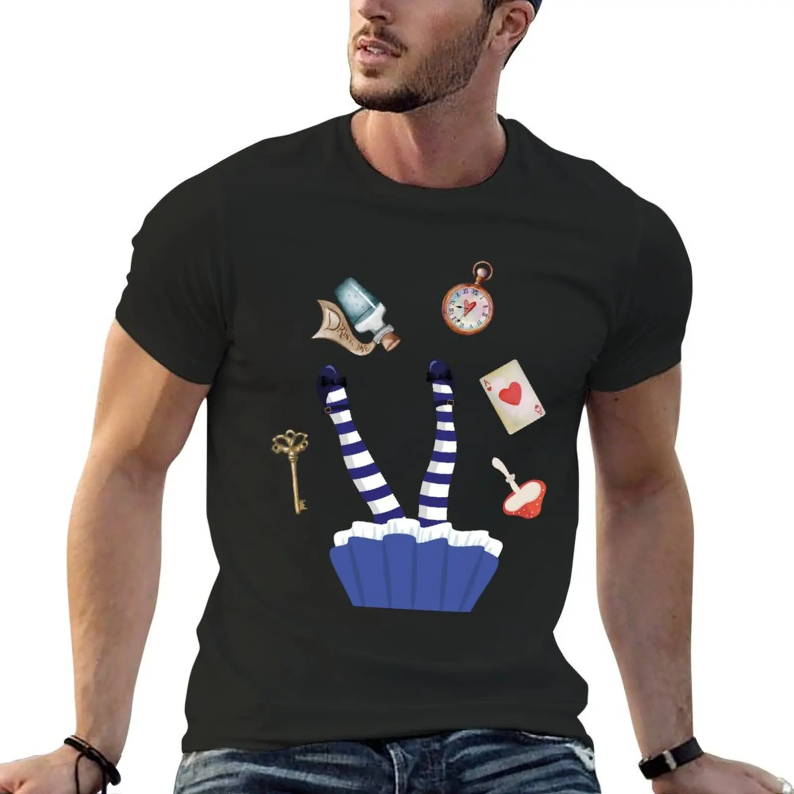 

Alice Falling Down the Rabbit Hole T-Shirt topping customs design your own blanks clothing for men