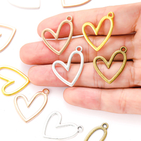 15pcs 5 Color Oblique Hollow heart shaped Charm for Necklace Keyring Pendant  DIY Handmade Jewelry Accessories 25*21mm A134
