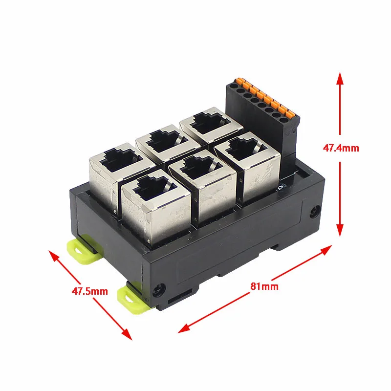 RJ45 Network Port Terminal Block Cable to 8pin 6 hole Hub Switch Serial Signal Converter RS232 RS485 RS422