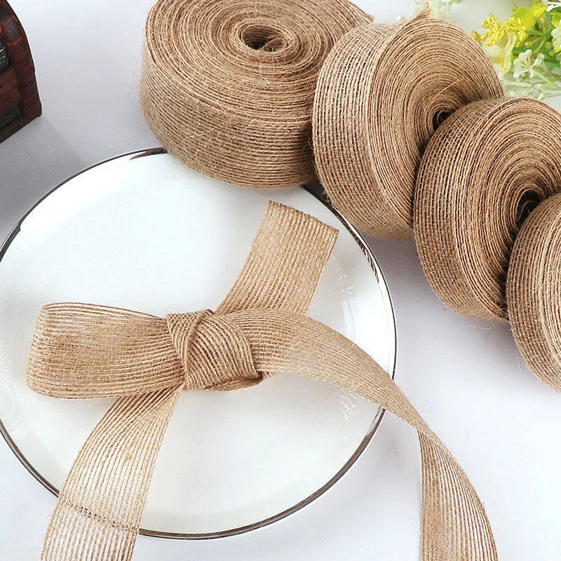 5M 6mm-50mm Natural Jute Ribbon Bow Crafts DIY Vintage Jute Burlap Fabric Gift Wrap Sewing Party Wedding  Christmas Decortion