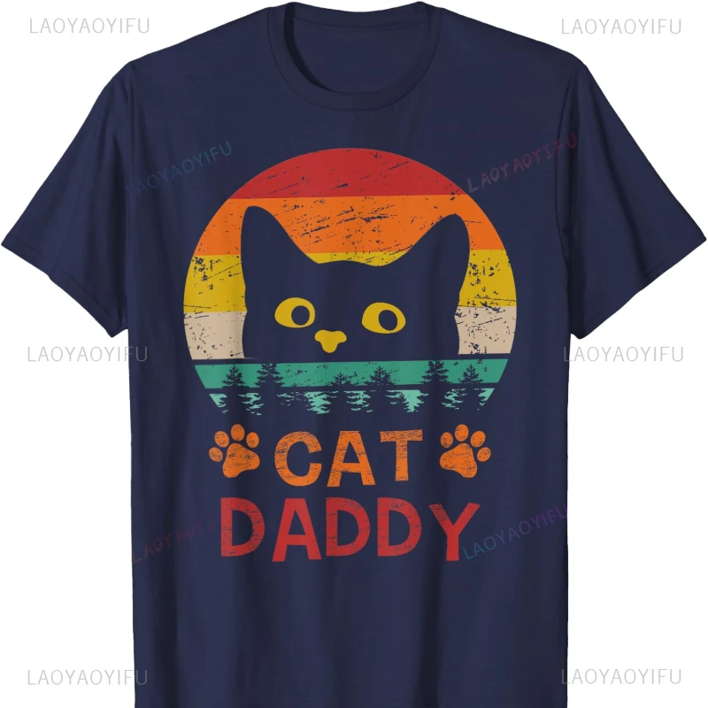 Cat Daddy Funny Dad Fathers Day Gift for Men T-Shirt Shirts for  Clothes Y2k Top Tops Funny Outdoors High Quality Cotton unisex
