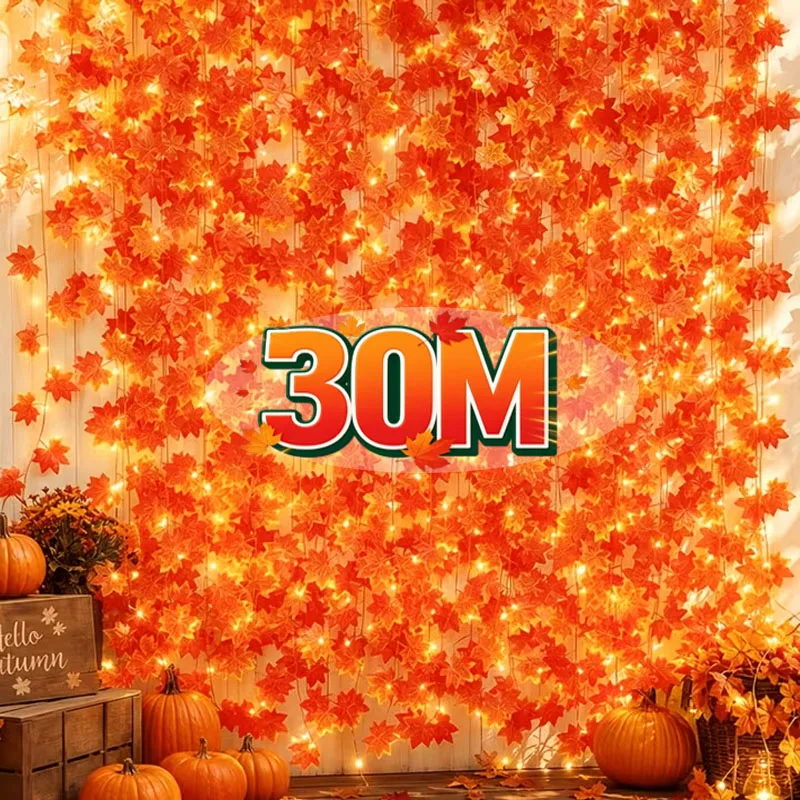LED Maple Leaf String Lights Powered Fairy Lights For Home Party Holiday Arrangement Scene Outdoor Decoration  (NO Battery)