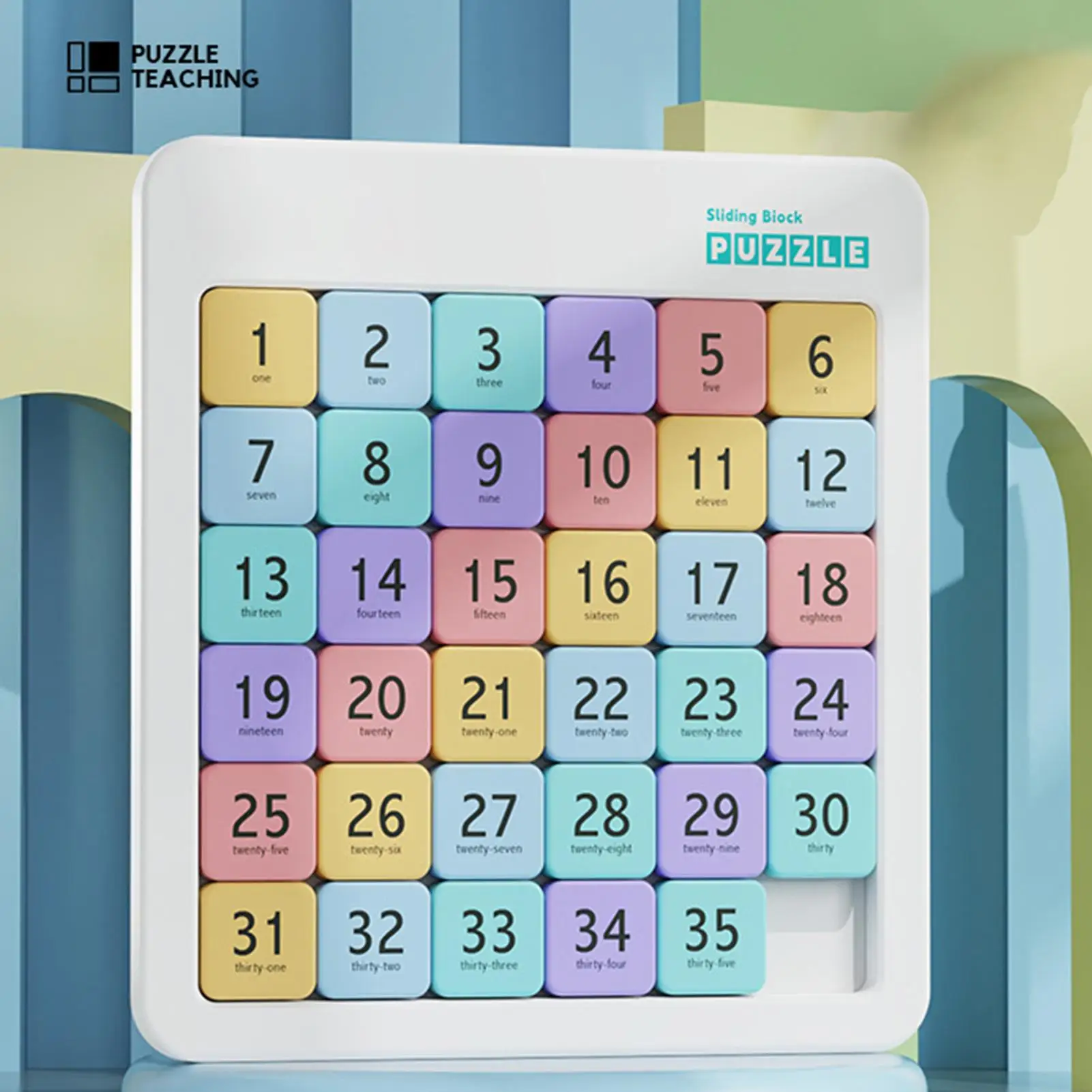 1pc Magnetic Sliding Block Number Puzzle Number Huarong Road 6x6 Sliding Block Puzzle Children's Learning Educational Toy