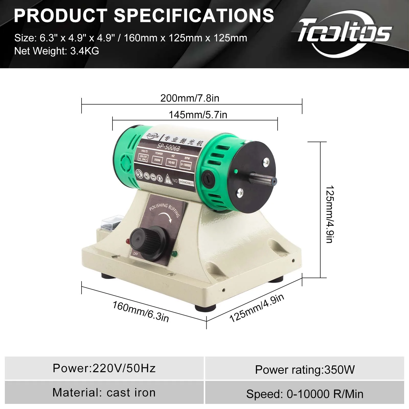 High-Performance 3-Inch Wheel Bench Grinder & Jewelry Polisher – Adjustable Variable Speed Machine for Efficient Wood, Metal etc