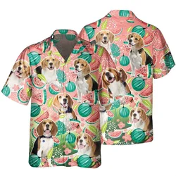 Cute Pet 3d Printed Dog Shirt For Men Cool Summer Tropical Fruits Hawaiian Shirt Button Lapel Short Sleeve Vacation Blouse