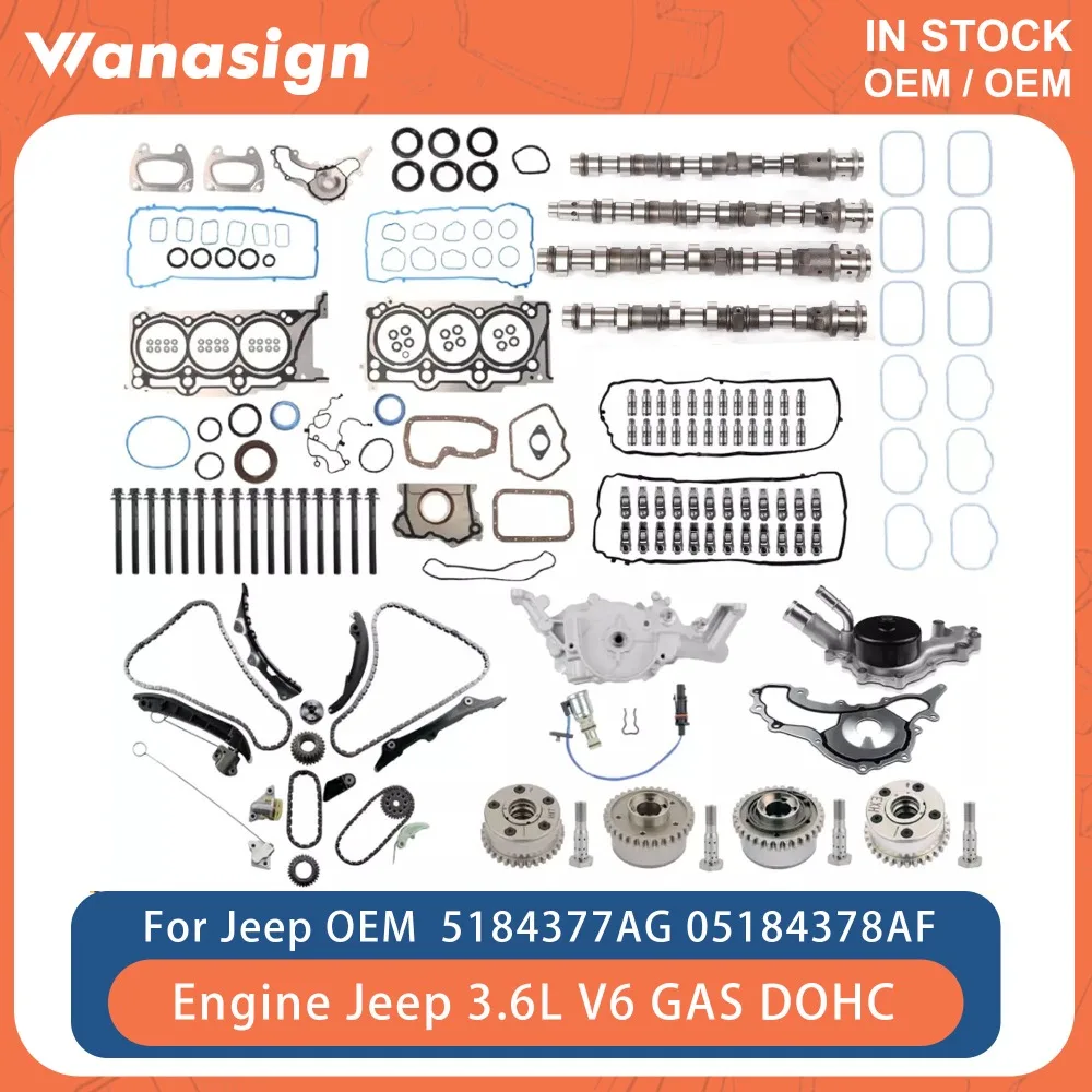 

Engine Full Gasket Set Camshaft Without Signal Teeth Timing Chain VVT Kit Fit 3.6L For Chrysler Jeep Dodge 1500 3.6L V6 GAS DOHC
