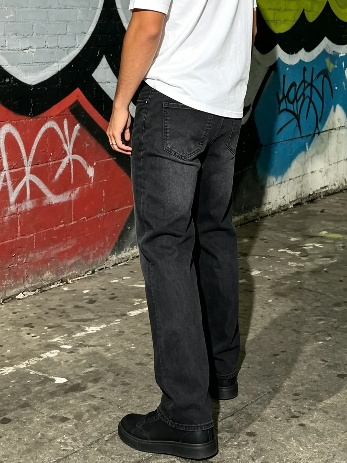 【HME】Men's Jeans | Vintage Washed Denim Pants, Loose Straight Leg Men Denim Jeans, Soft Stretch Full‑Length Trousers, Five‑Pocket Design For Street Style Daily Casual Men Outfits