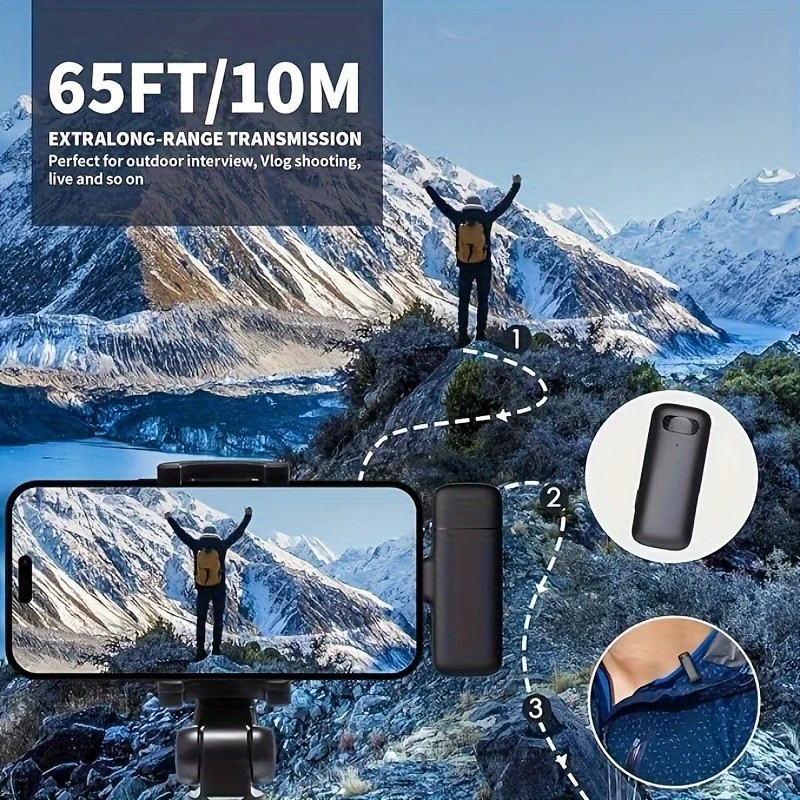 Wireless Lavalier Microphone with Charging Case Mini Microphone with Noise-canceling Function to Record Videos During Meetings image 6