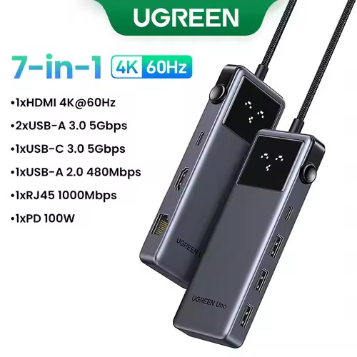 UGREEN Uno USB C HUB 6-in-1 4K60Hz PD100W 10Gbps USB3.2 Splitter Adapter for Laptop Macbook Pro Air USB Expander Docking Station - Image 9