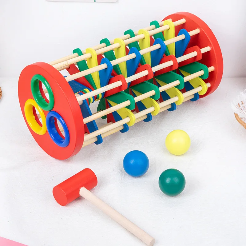 Wood Ball Drop Knock Balls Knocking Table Game The Ladder Educational ToyBall Run Ramp for Family Preschool Learning Development