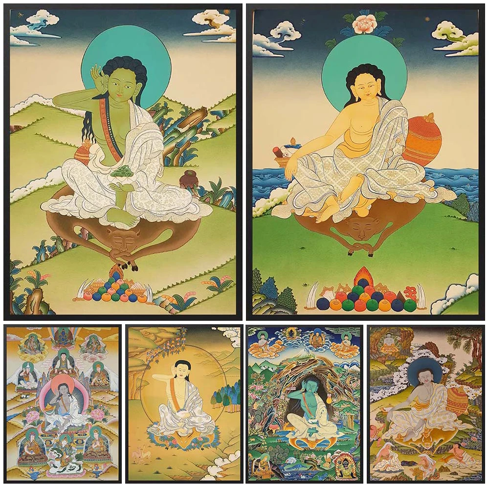Bodhisattva Milarepa Buddha Statue Buddhism Prints Wall Pictures For Church Room Decor Poster Wall Art Canvas Painting Unframed