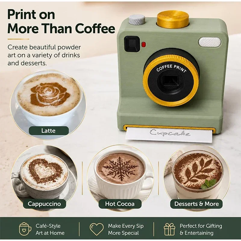 One Touch Coffee Printer 3D Printed Latte Art Camera Chocolate Foam Machine Edible Ink Portable for Cappuccino Milk Tea Printer