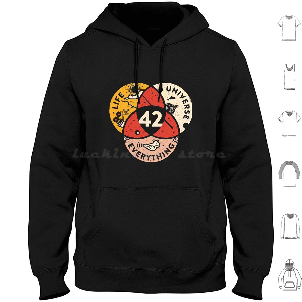 42 The Answer To Life The Universe And Everything Gift Hoodie Cotton Long Sleeve 42 42nd Birthday 42 Years Old