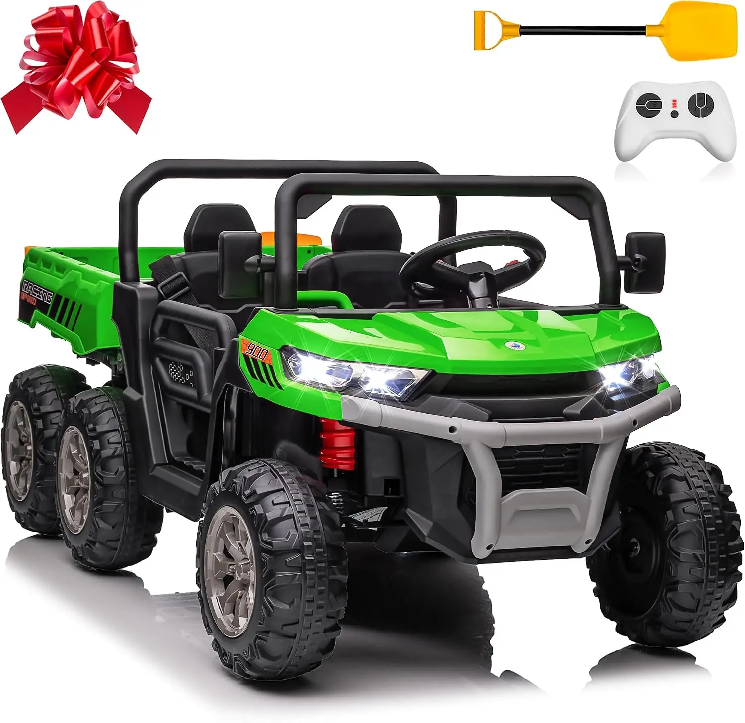 24V Ride On Dump Truck Big Kids 2 Seater XL 4WD 6 Wheels Battery Powered Remote Control 800W Powerful Motors Dump Bed Shovel Ele