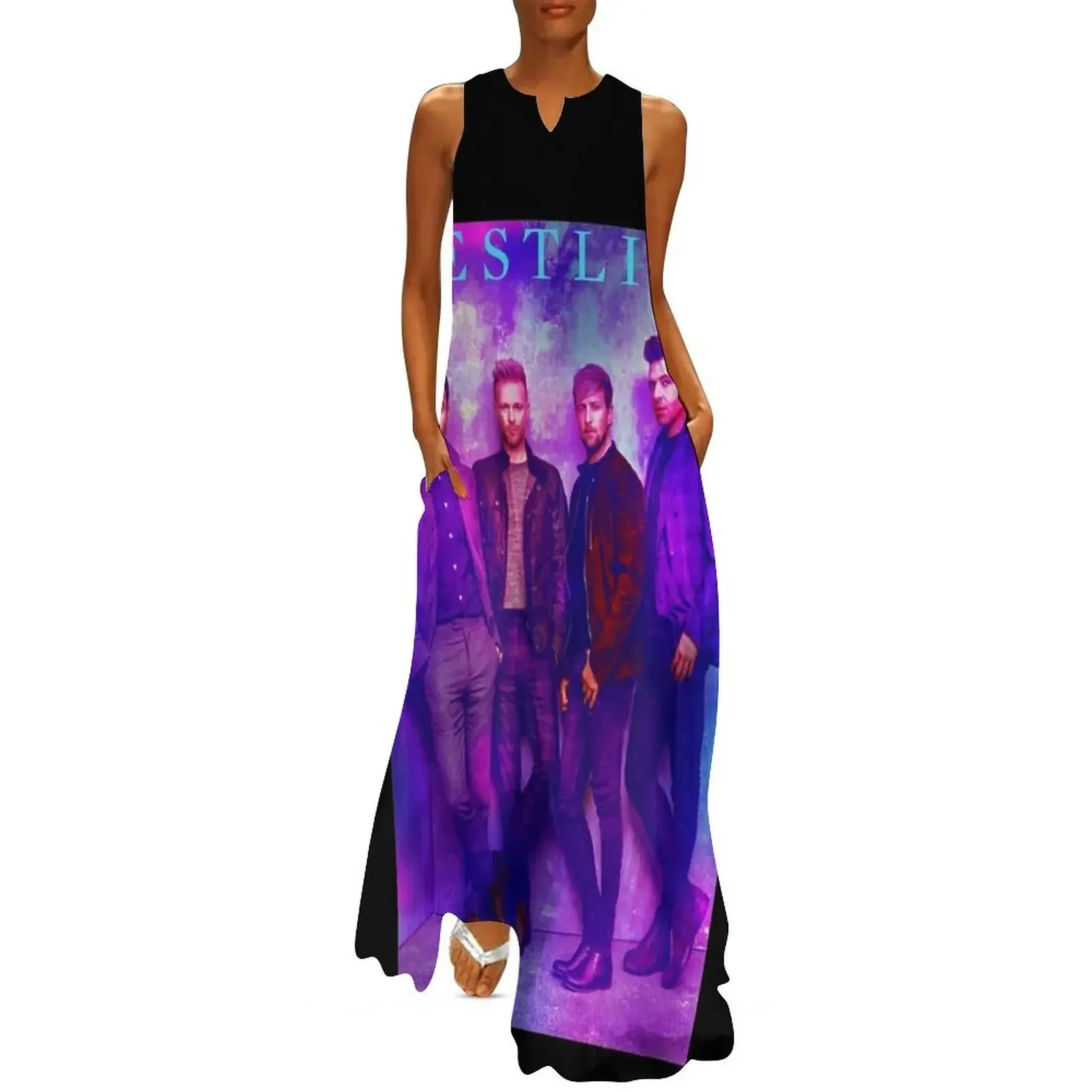 

Retro Boy band Space Blue & Purple Long Dress Evening gown wedding dresses for woman cocktail dresses Elegant gowns Dress