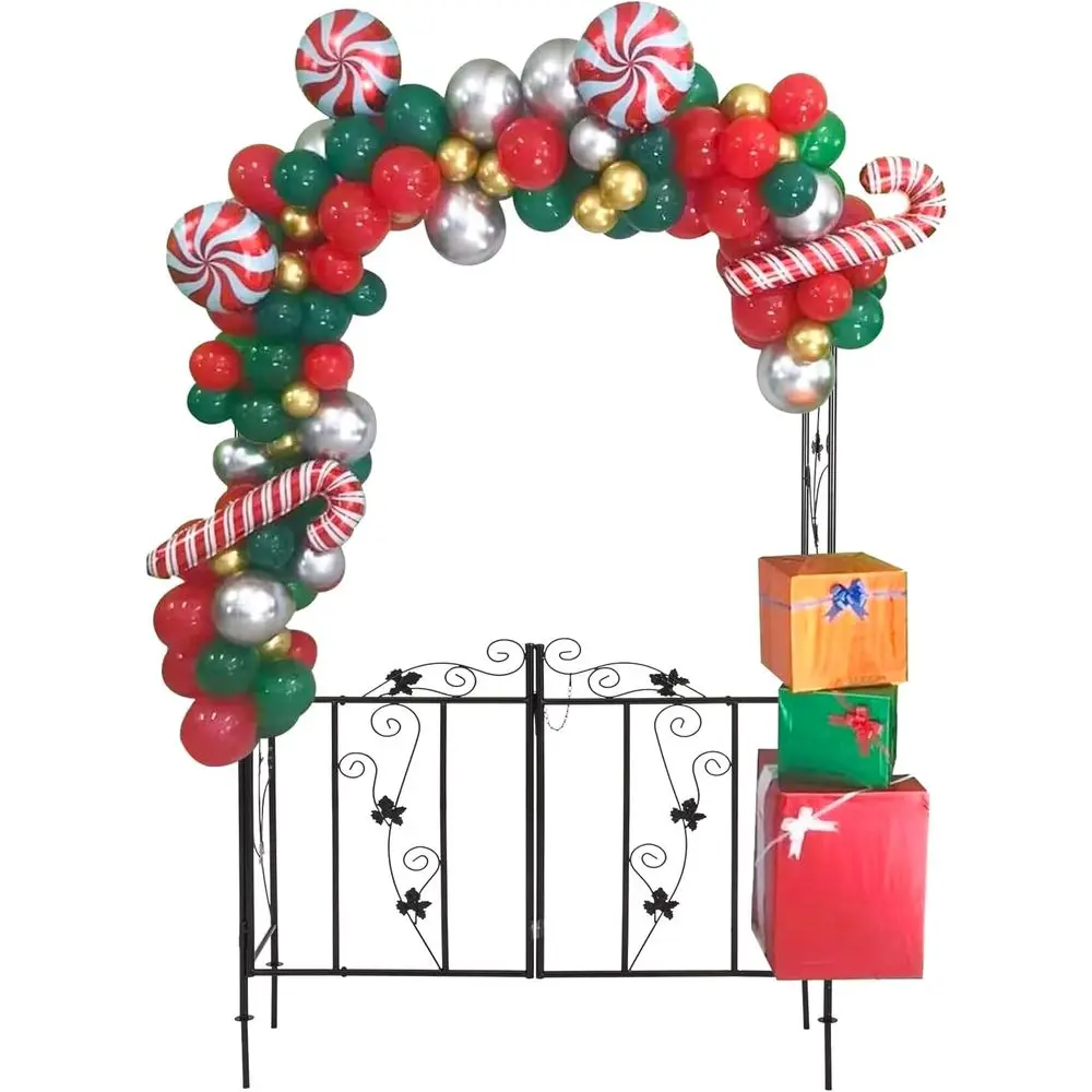 

Садовая арка для улицы с воротами — элегантная беседка для вьющихся растений, идеально подходит для декора газона и заднего двора, прочная металлическая конструкция, I