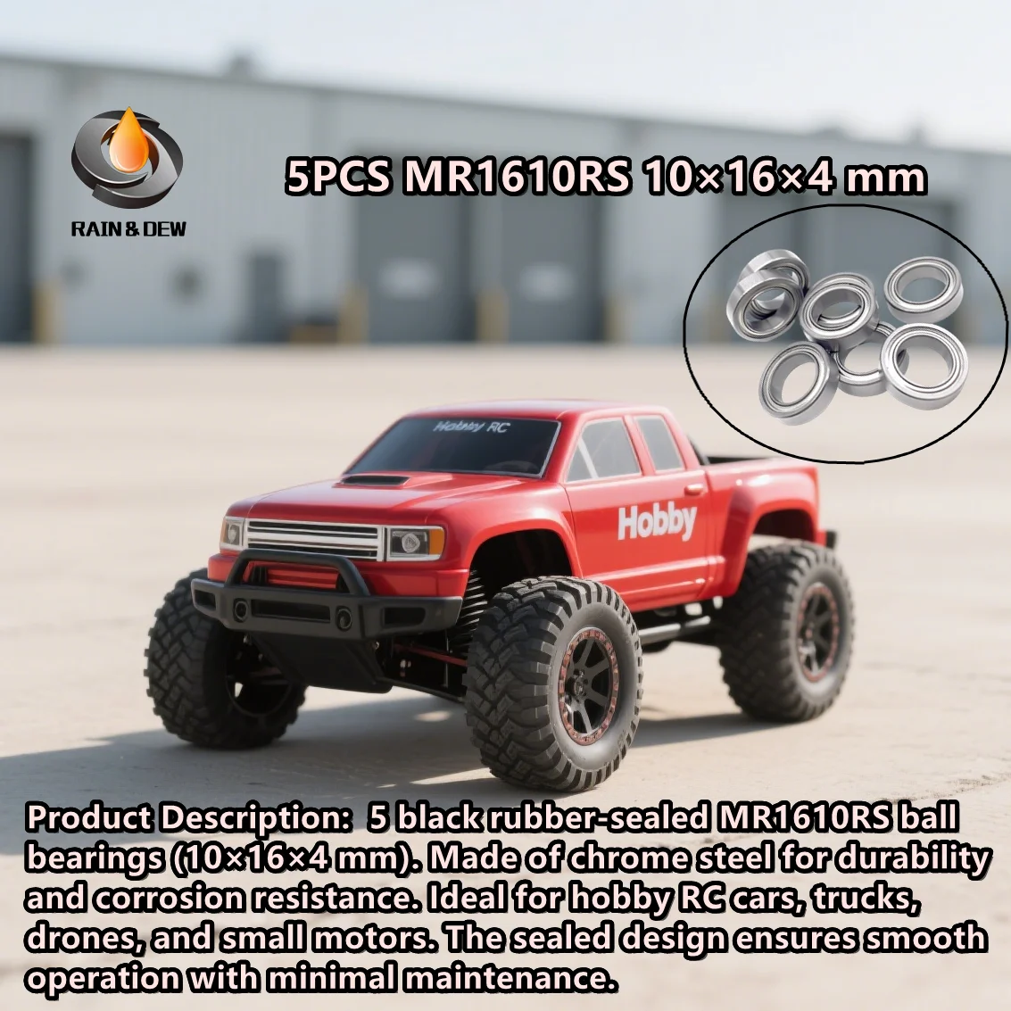 

5 шт. MR1610RS подшипники 10X16X4 мм шарикоподшипник для хобби радиоуправляемый автомобиль грузовик черный герметичный подшипник