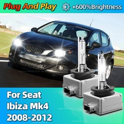 35W 600% Lighting HID Xenon Headlight 6000K Light Replacement Bulbs For Seat Ibiza Mk4 2008 2009 2010 2011 2012 Plug-N-Play