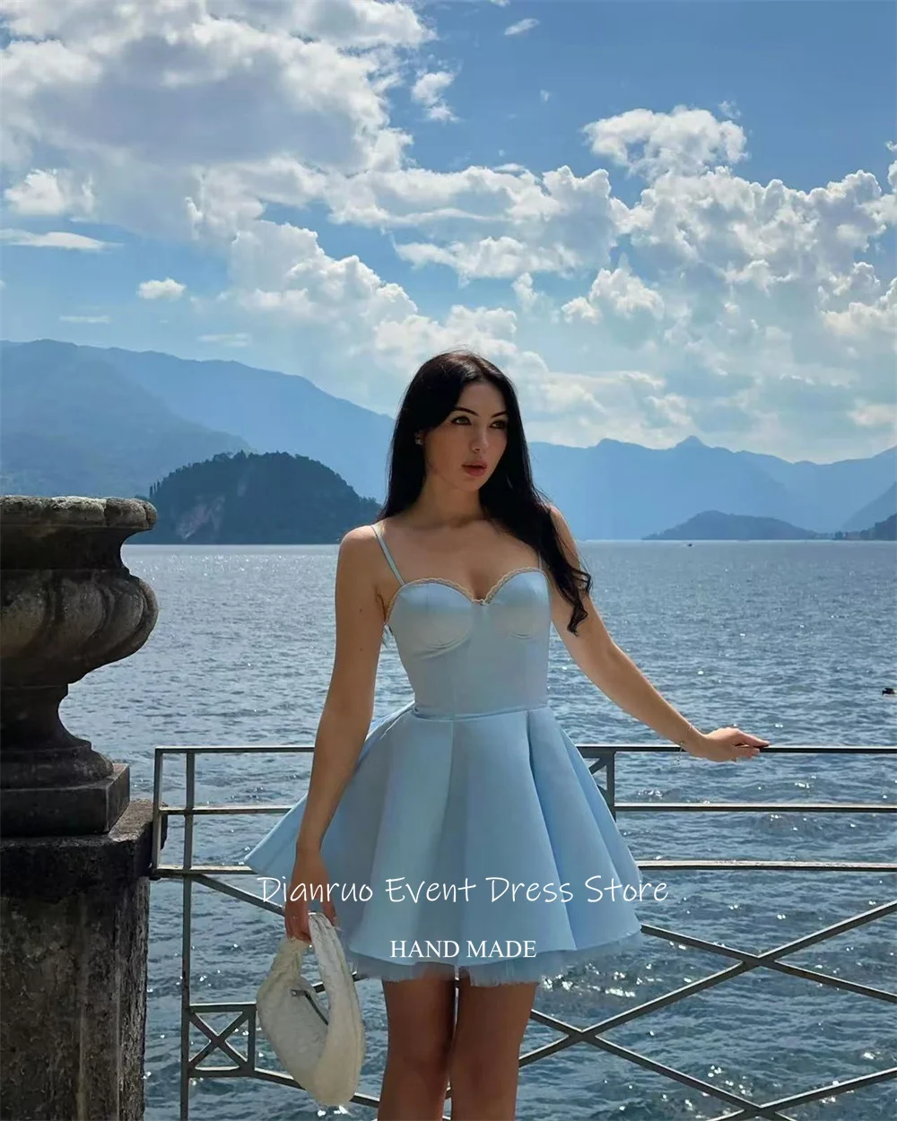 Dianruo ミニサテンウエディングドレススパゲッティストラップ A ライン誕生日ドレス魅力的な恋人春夏ドレスカスタマイズ