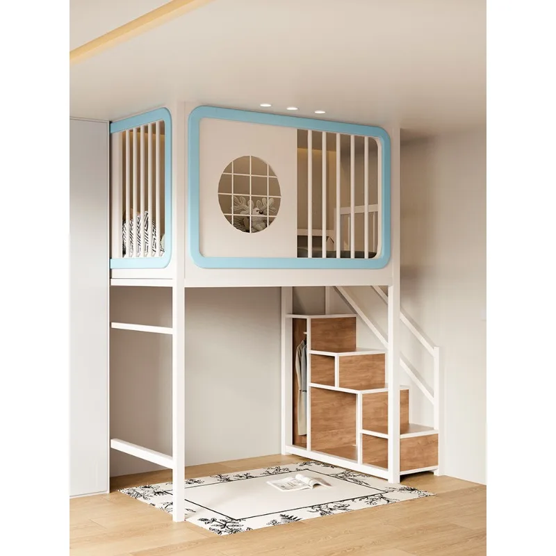 

On the bed Under the table Combination bed Household loft Duplex wrought iron elevated bed