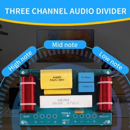Imagen 2 del producto 2 uds-338 divisor de frecuencia de Audio de 3 vías agudos + rango medio + filtro de altavoces cruzados de graves para altavoz de 8 pulgadas DIY-A22U