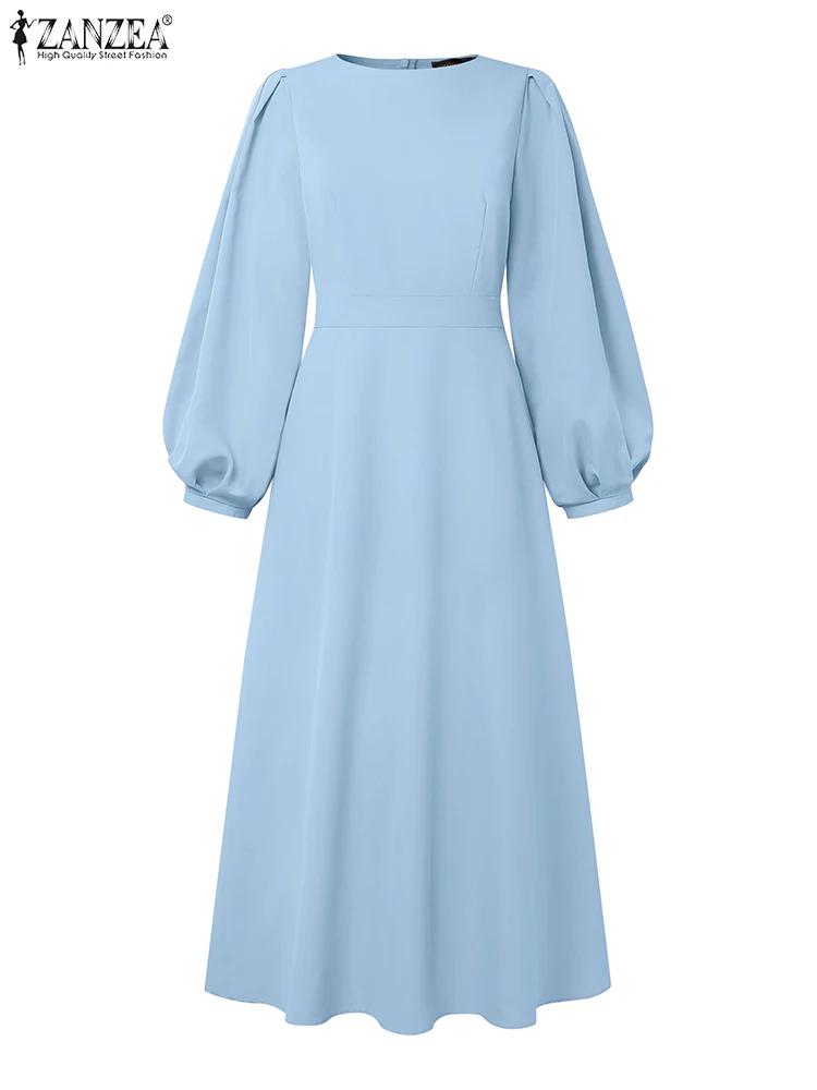 

ZANZEA 2025 Retro French Dress Elegant Work OL Sundress High Waist Autumn Party Vestidos A-Line Casual Long Sleeve Robe Femme