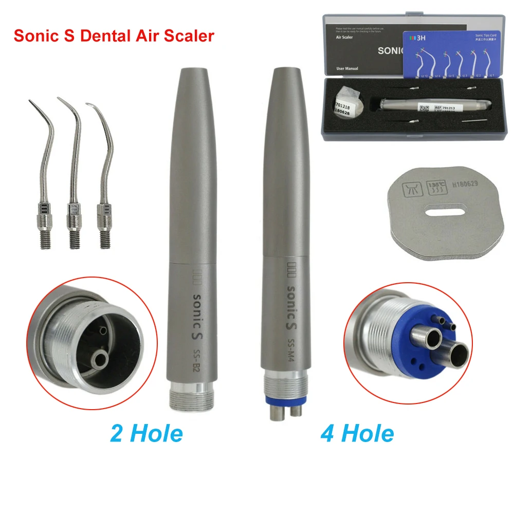 Orthdent 1Set Scaler udara ultra ringan, instrumen pembersih mulut kedokteran gigi 3 ujung Handpiece 2/4 lubang Sonic S