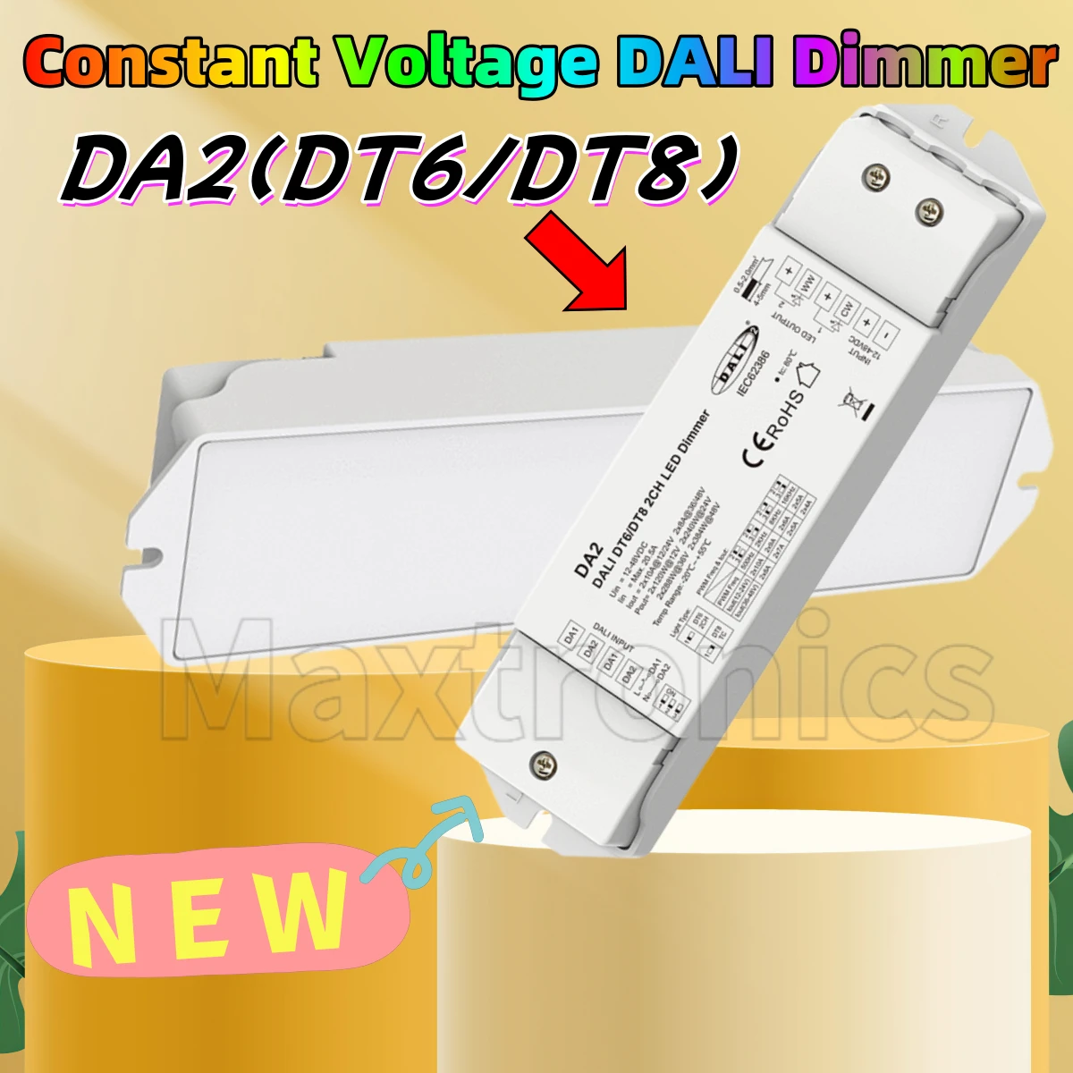 New Skydance 2Channel Constant Voltage DALI Dimmer DA2(DT6/DT8) 10A/CH for DT6 Dimming or DT8 Color Temperature LED Strip Light