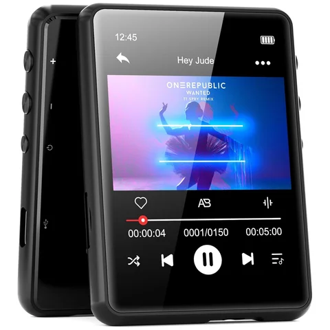 Lecteur MP3 MECHEN 64 Go Bluetooth 5.3 avec écran tactile complet 2,4" Prise en charge jusqu'à 128 Go. (Noir)