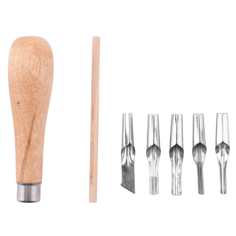 Herramientas de tallado de sellos de goma para corte de bloques con juego de herramientas de tallado de impresión con mango de madera de 5 hojas
