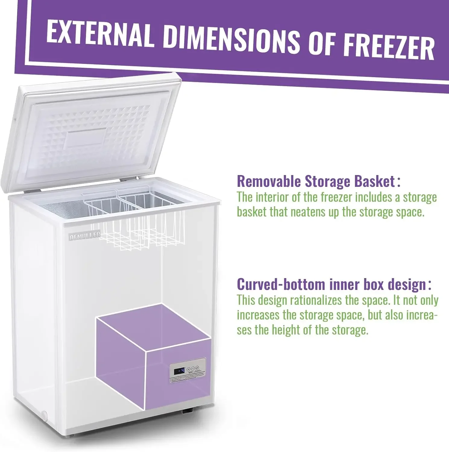 Chest Freezer 3.5 CU.FT Small Deep Compact Freezer Freestanding with Electronic Control Panel Top Open Door Freezer