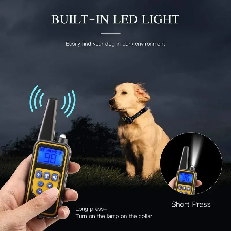 880m LCD Dog Training Collar Remote Control Pet Bark Stopper Dog Waterproof Electric Training Collars With Shock Vibration Sound