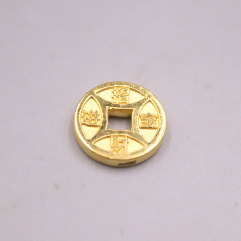 

1PCS Real Pure 999 24K Yellow Gold Bead Lucky 3D Character Rich Wealth Coin Pendant 0.96g