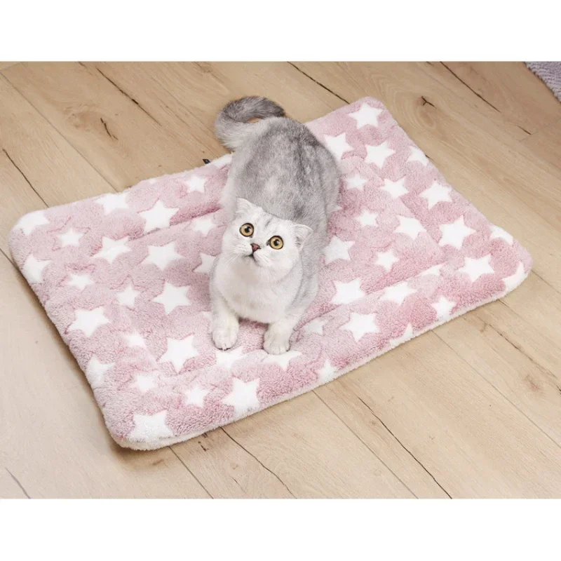 Tapis de Lit Doux et Court en Peluche pour Animaux de Compagnie, Couverture Chaude pour Chats et Petits Chiens, Accessoires Mignons pour Chaton