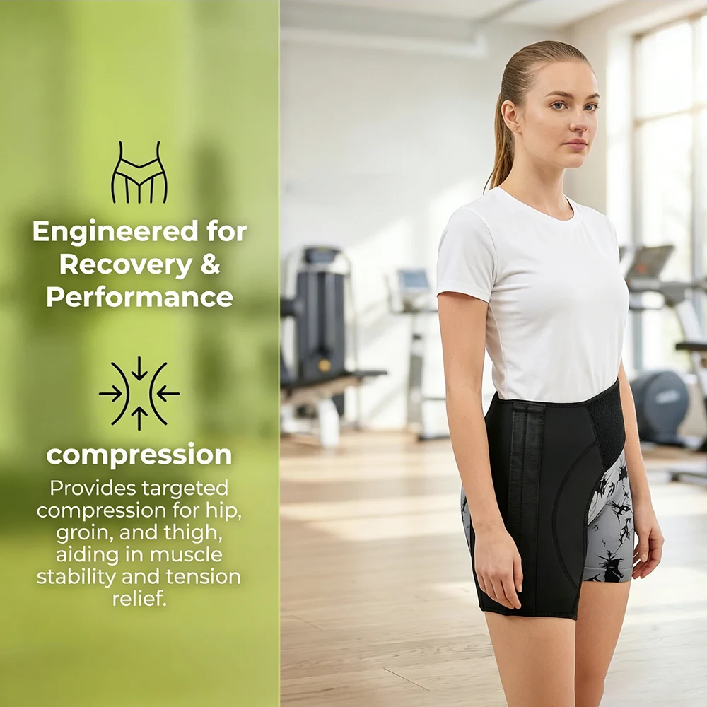 

Groin Hip Support Brace-Adjustable Breathable Hip Stabilizer Hip Flexor Hamstring Injury Recovery Belt for Sciatica,Bodybuilding