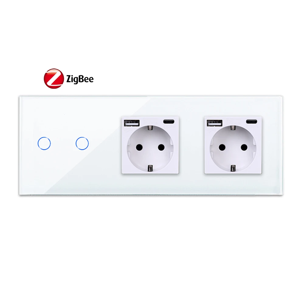 Imagem -06 - Bingoelec Inteligente Zigbee Wall Touch Switches Normal Usb tipo c Soquete Thermoststart Controle Tuya Google Alexa Gang Gang Gang 4gang