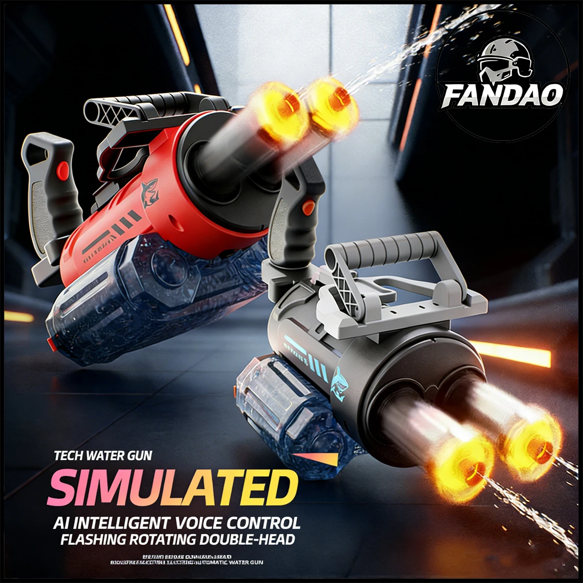 

Gatling Auto Electric Water Gun Kids Simulated Ai Intelligent Voice-Controll with Water Bag for Kid's Beach Pool Outdoor Play