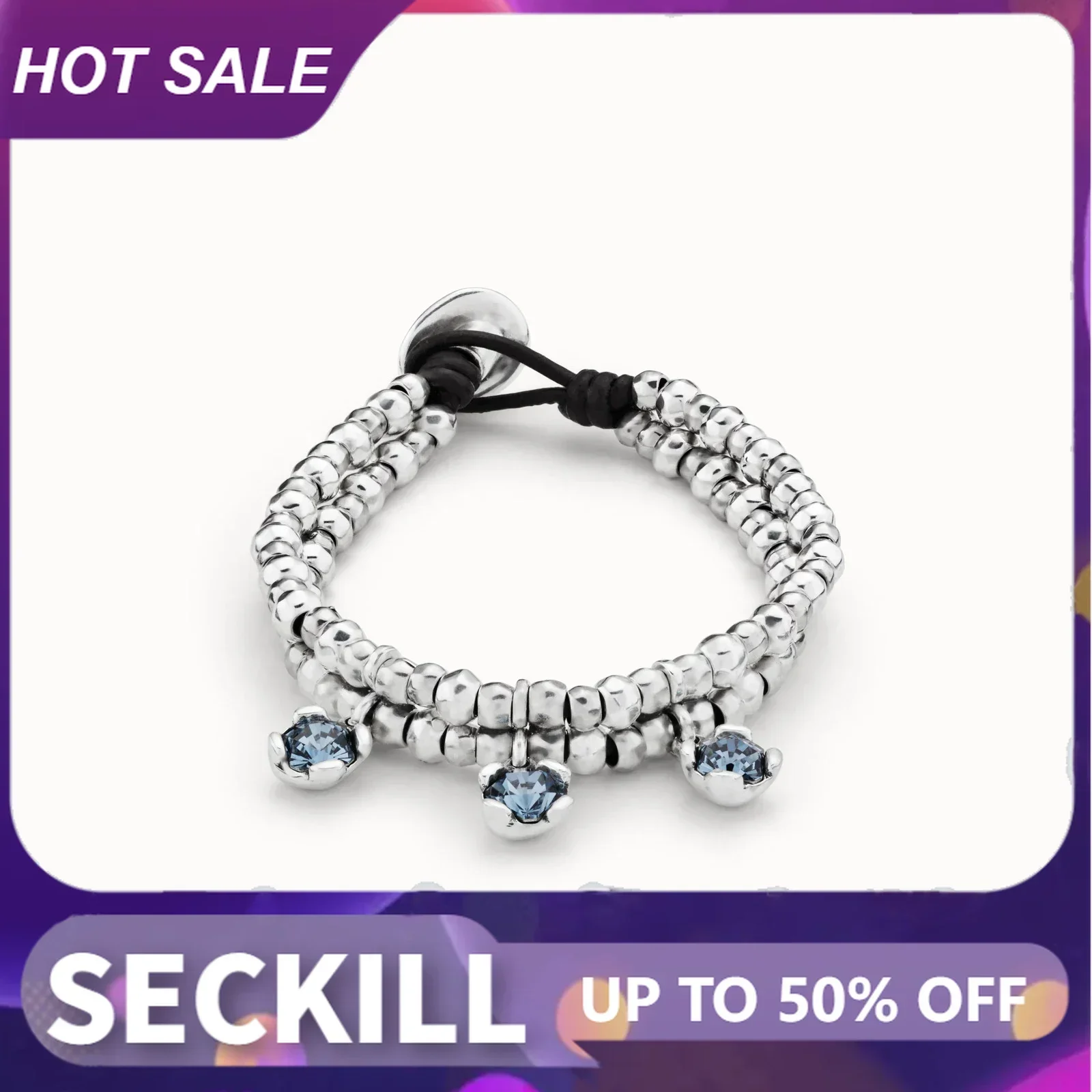

Blue Square Crystal Double Layer Bracelet for Women, Original new pattern, High Quality Jewelry, Birthday Gift, New Produ
