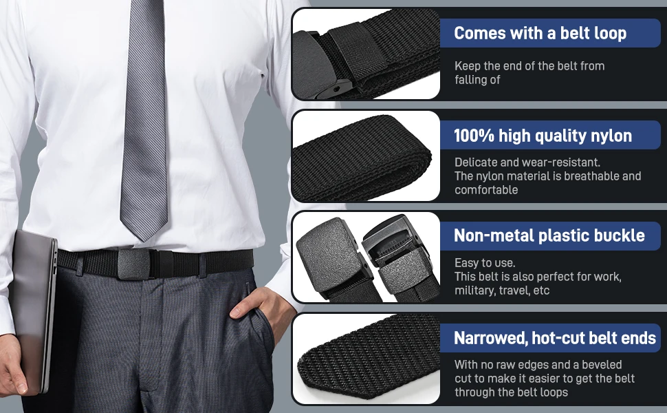 Hochwertiger Gürtel mit automatischer Schnalle für Herren, Canvas, taktischer Gürtel, schwarz, Arbeitskleidung, Freizeit, Outdoor, Militärtraining, Hosengürtel für Herren – Detail 2