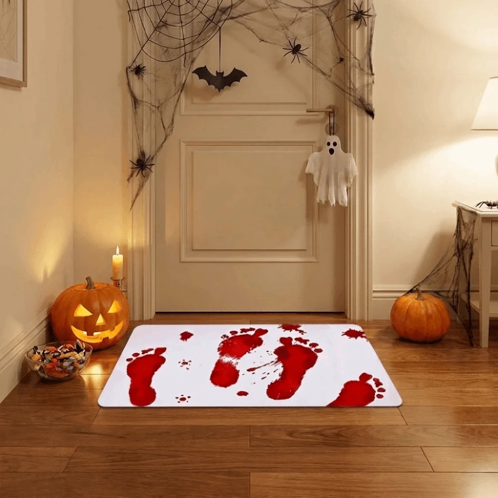 Non Slip Halloween Color Changing Floor Mat Funny Color Changing Bloody Doormat Water Absorbent
