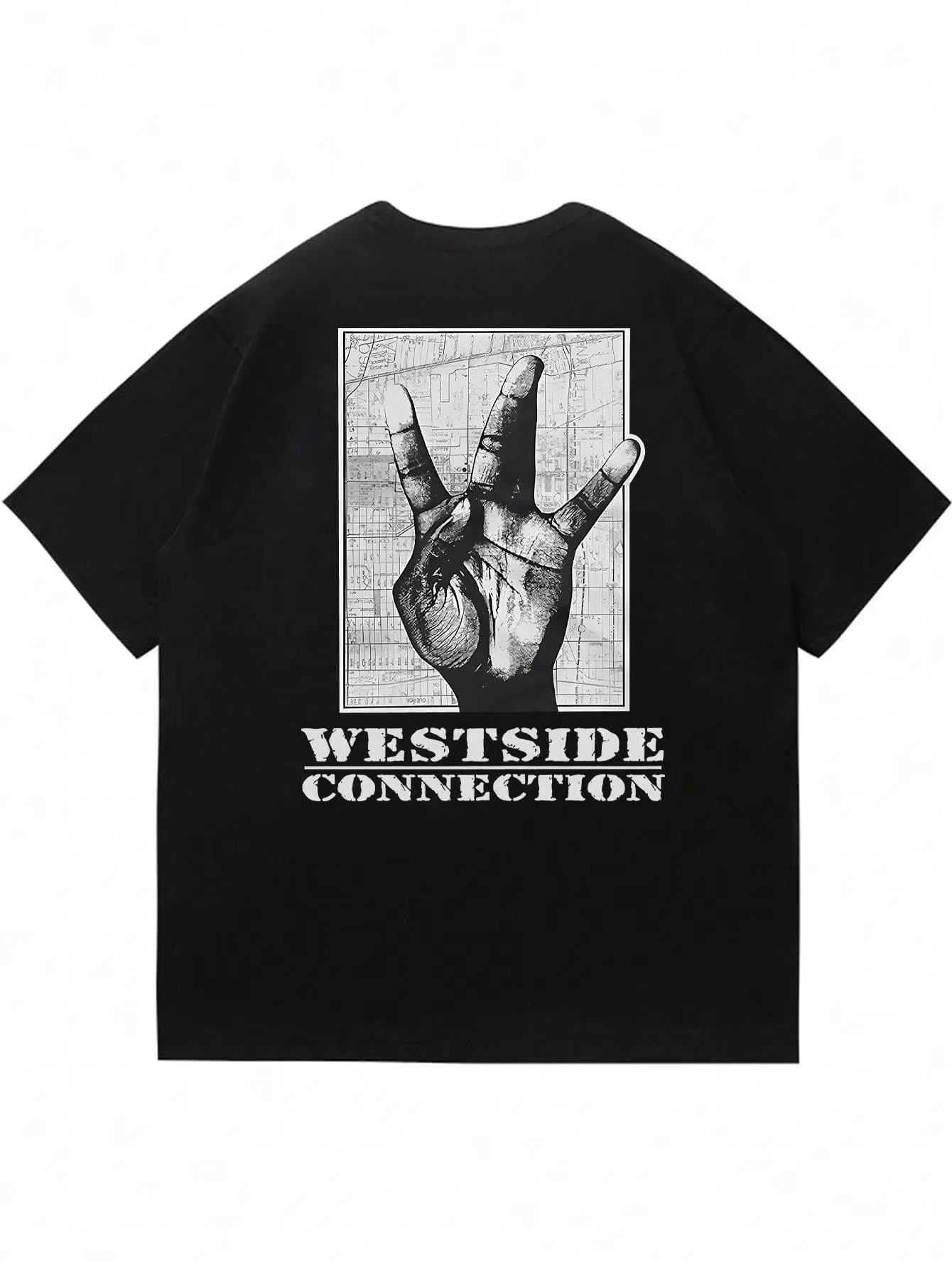 الرجال الراب نمط الهيب هوب منقوشة تي شيرت مطبوع القطن قصير الأكمام جولة الرقبة الأسود فضفاضة المناسب الصيف المألوف #2