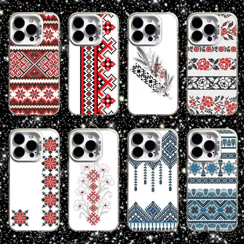 

Ukraine Ornament Pattern Phone Case For iPhone 16,15,14,13,12,11,Pro,XS,Max,Plus,Mini,SE White Candy Matte Shockproof Cover