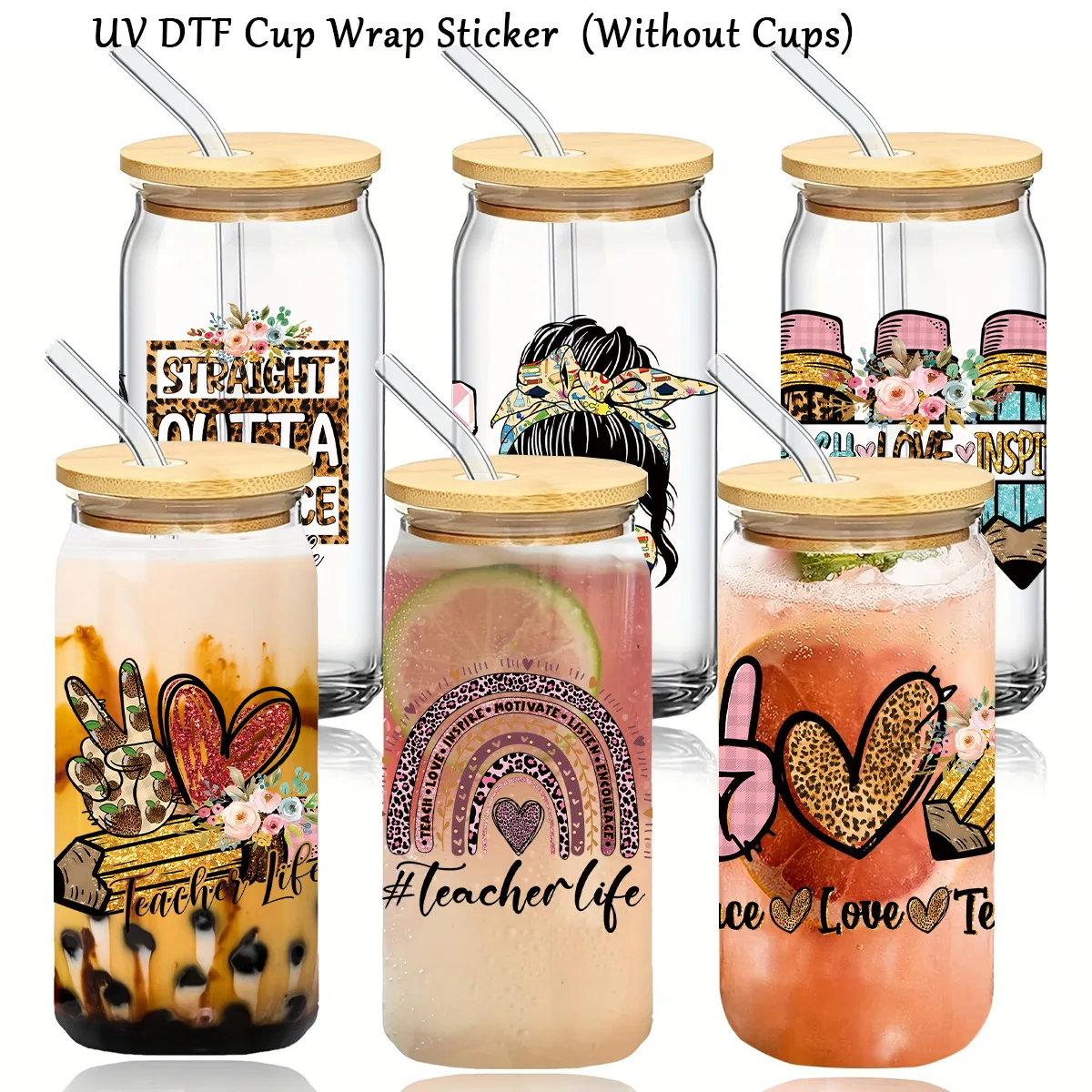 

Cross-border teacher series UV transfer sticker glass crystal sticker 16oz glass waterproof transfer sticker