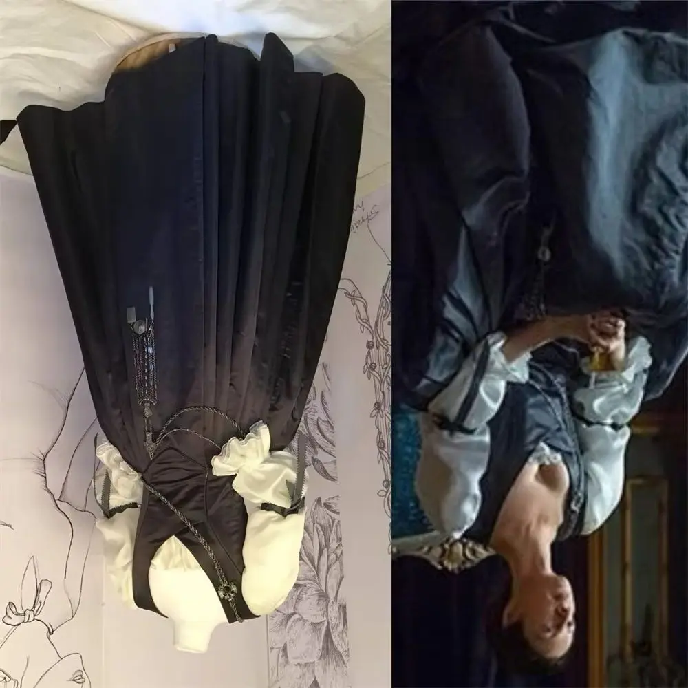 

Outlander Season 2 Claire Fraser Cosplay Costume Black Rococo Dress Medieval Masquerade Ball Gown Custom Made