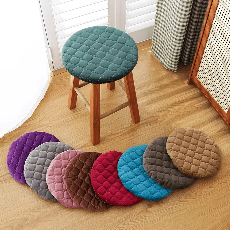 Thickening Solid Color Elastic Round Stool Covers Universal Bar Counter Lifting Chair Cover Soft Anti Dirty Dining Stool Covers