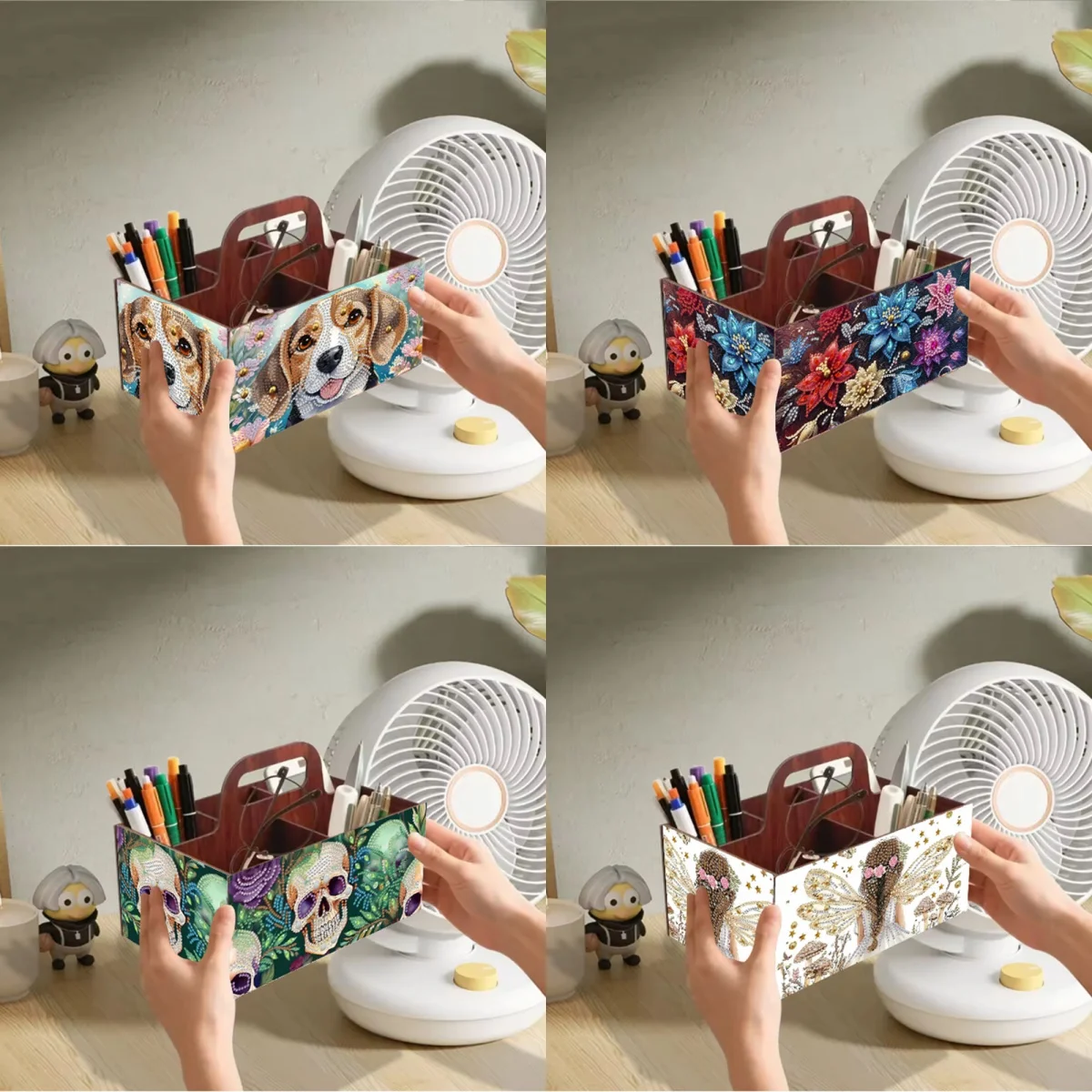 

Набор из 1 предмета, многосеточный ящик для хранения алмазной живописи, деревянный прямоугольный настольный ящик для хранения своими руками