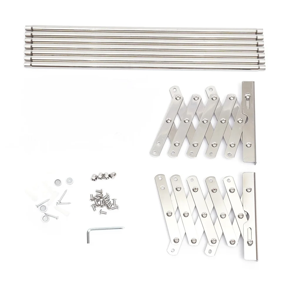 Adjustable Stainless Steel Folding Telescopic Towel Rack Multifunctional Shelf Towel Storage Rack 42~80cm