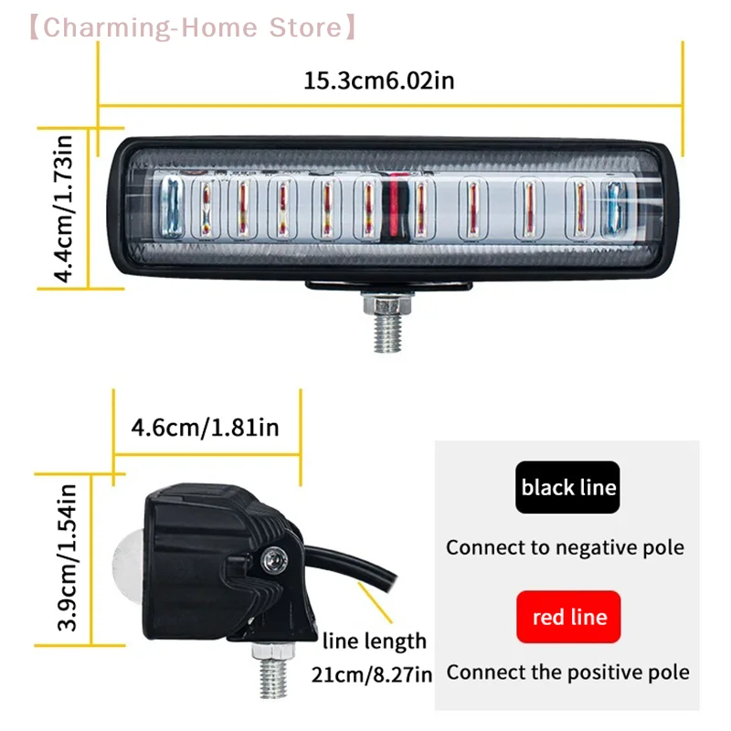 【M】Forklift Warning Light 27W 9LED Truck Safety Work Light Bar 12-80W Red Flood Beam Danger Zone Warning Lamp Side Line Marker